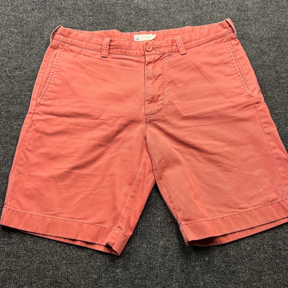 Vintage J.Crew Mens Chino Shorts Size 34 Salmon Pink Coral Cotton Twill 9 Inch
